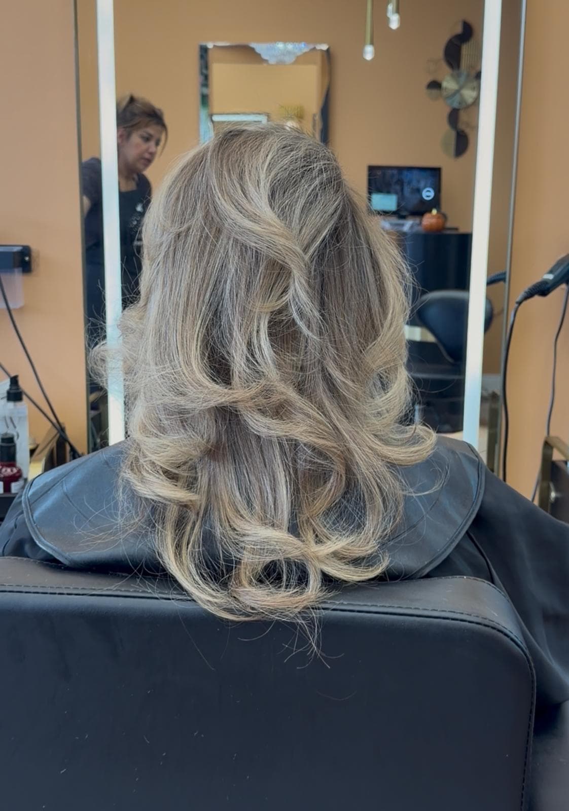 Blonde balayage blow dry at Sarah Hair & Beauty Newcastle area