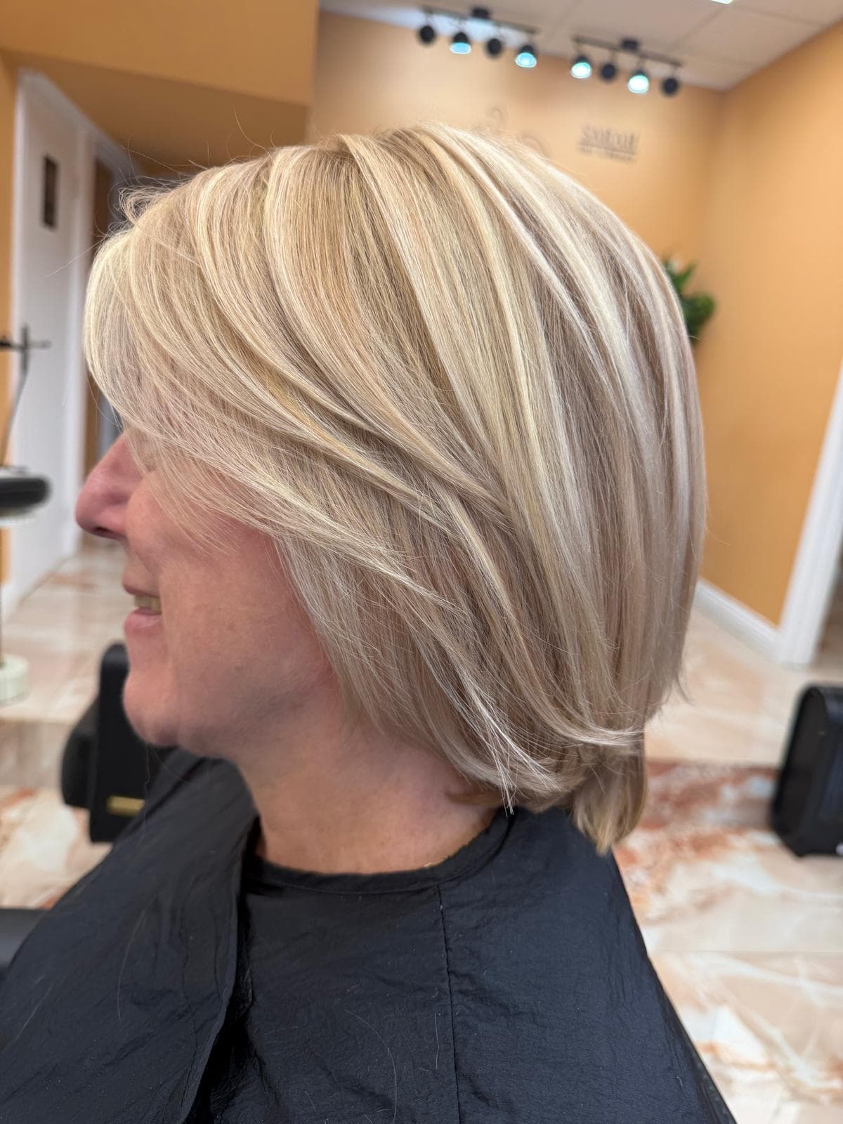 Blonde highlights short bob at Newcastle area salon
