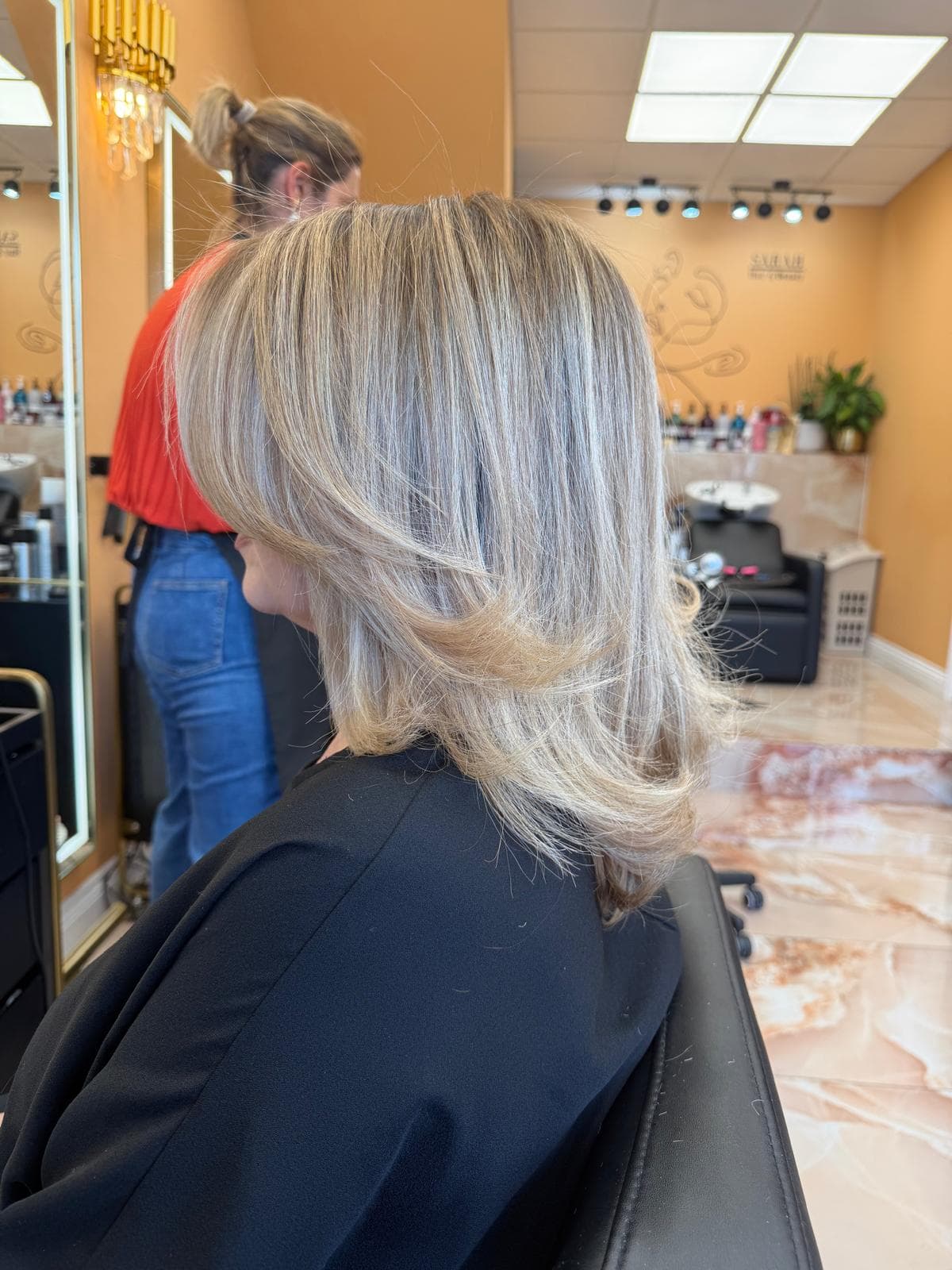 Ash blonde layered haircut at Sarah Hair & Beauty, Whitley Bay